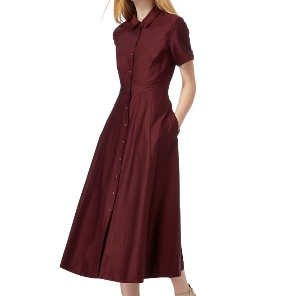 Jasper Conran A Line Cotton Shirt Dress Red Size 12